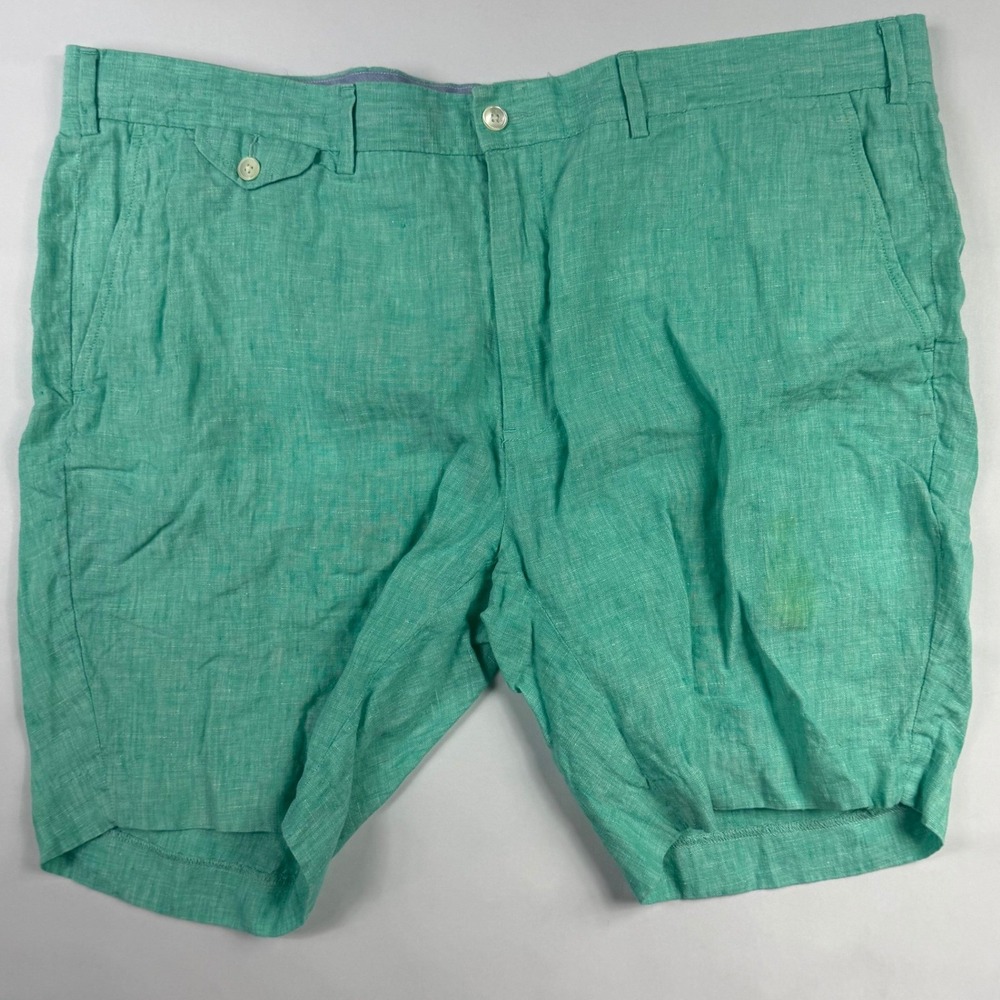Polo Ralph Lauren Mens Green Linen Straight Fit Shorts Size 42 Seafoam Summer